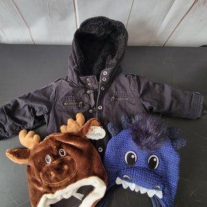 24mo Green Dog winter coat/hat lot.  3 pc bundle.